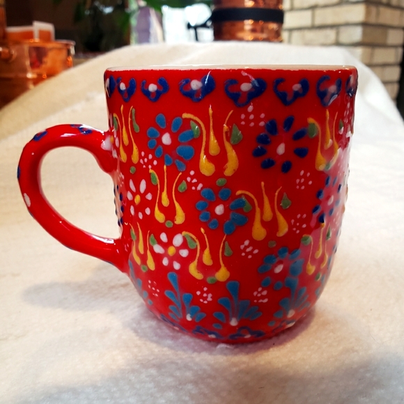 Red Painted Turkish Mug - Picture 1 of 9